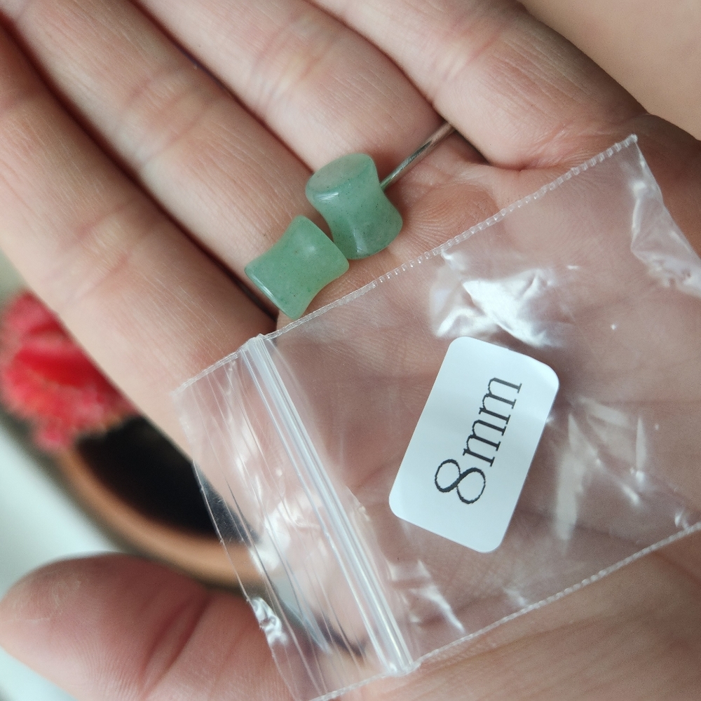 8MM Jade Stone Plug Earrings